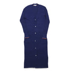 TOMMY HILFIGER Long Cardigan Linen Knit M Navy Rayon Ribbed