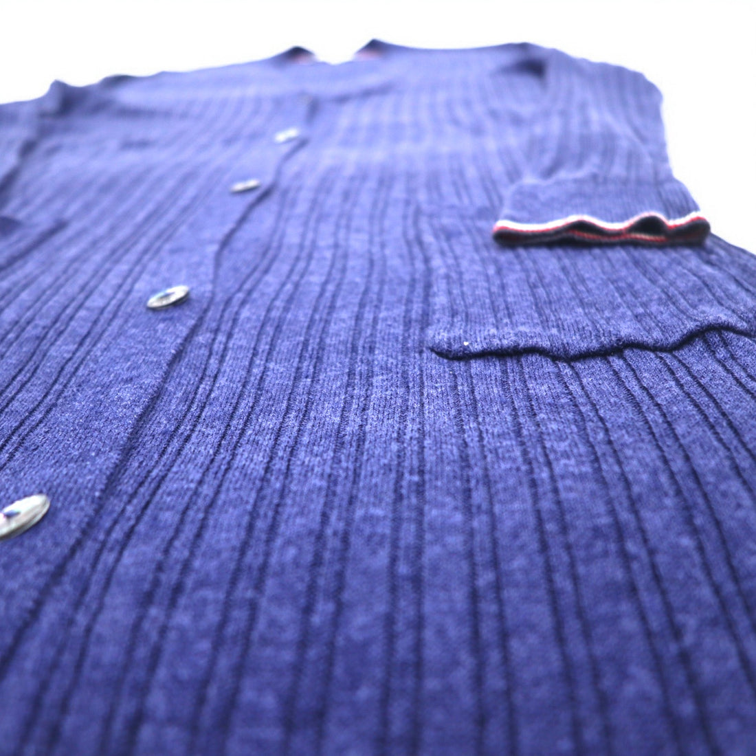 TOMMY HILFIGER Long Cardigan Linen Knit M Navy Rayon Ribbed