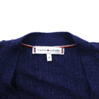 TOMMY HILFIGER Long Cardigan Linen Knit M Navy Rayon Ribbed