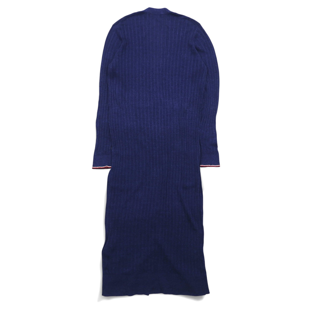 TOMMY HILFIGER Long Cardigan Linen Knit M Navy Rayon Ribbed