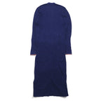 TOMMY HILFIGER Long Cardigan Linen Knit M Navy Rayon Ribbed