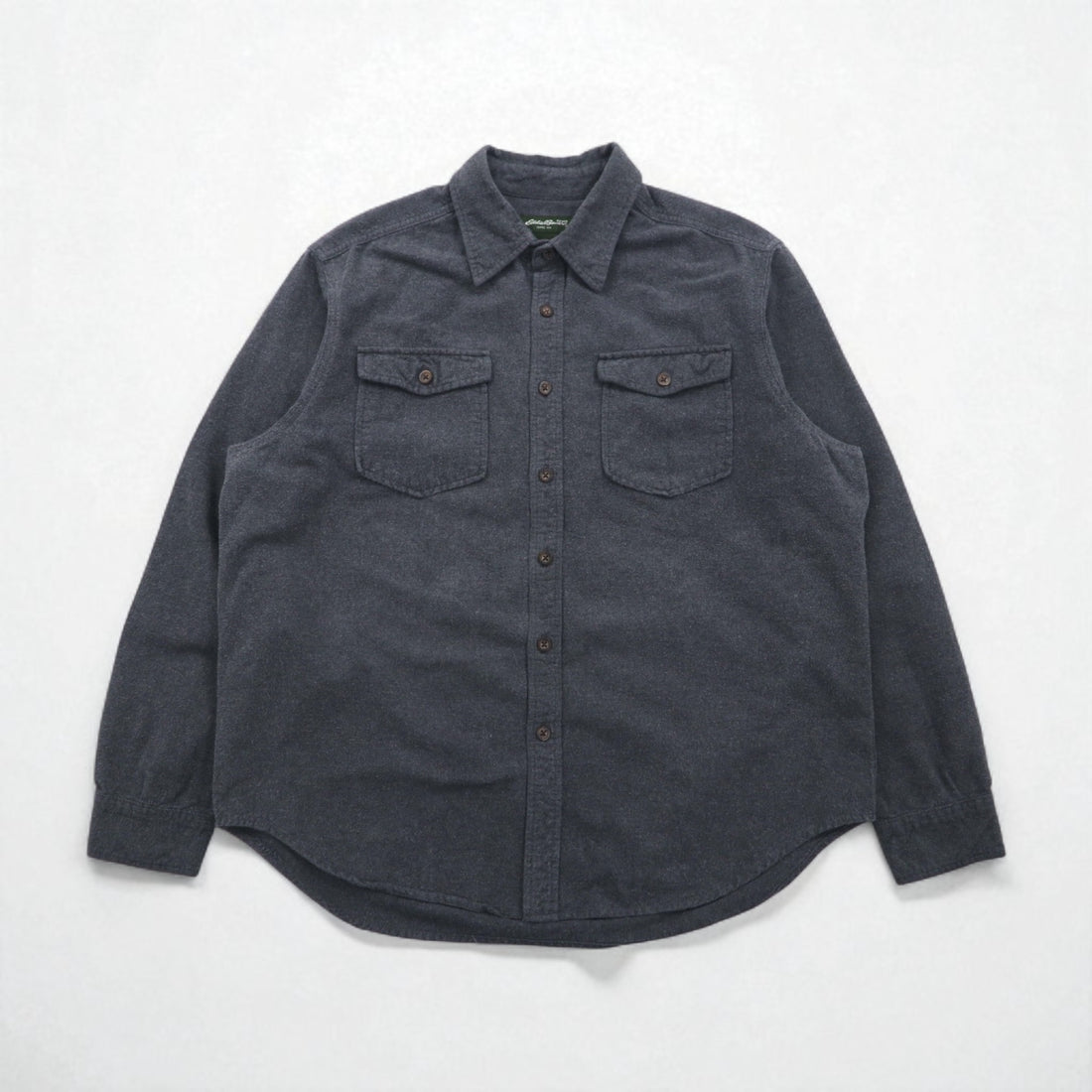 Eddie Bauer シャモアクロスシャツ フランネル ワークシャツ L グレー コットン ダブルポケット