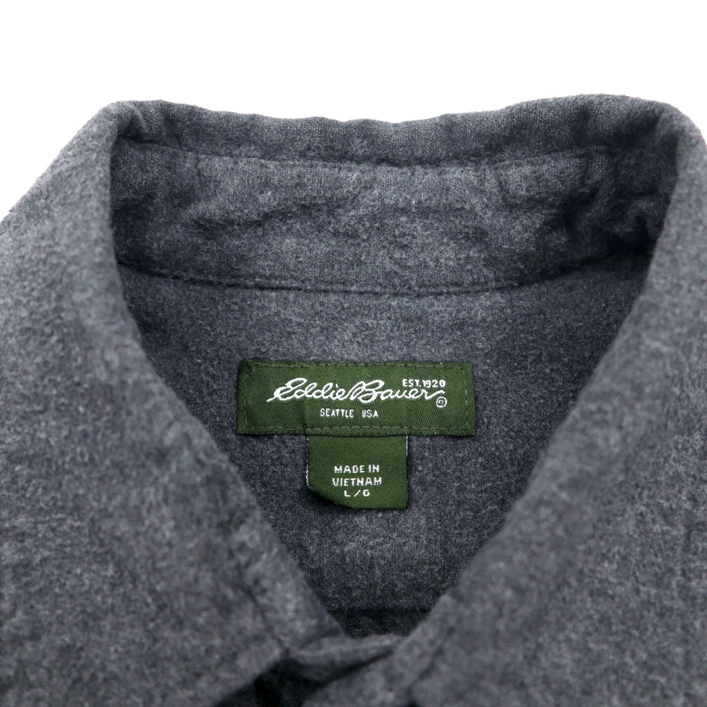 Eddie Bauer Chamois Cloth Flannel Work Shirt, Size L, Gray, Cotton, Double Pocket