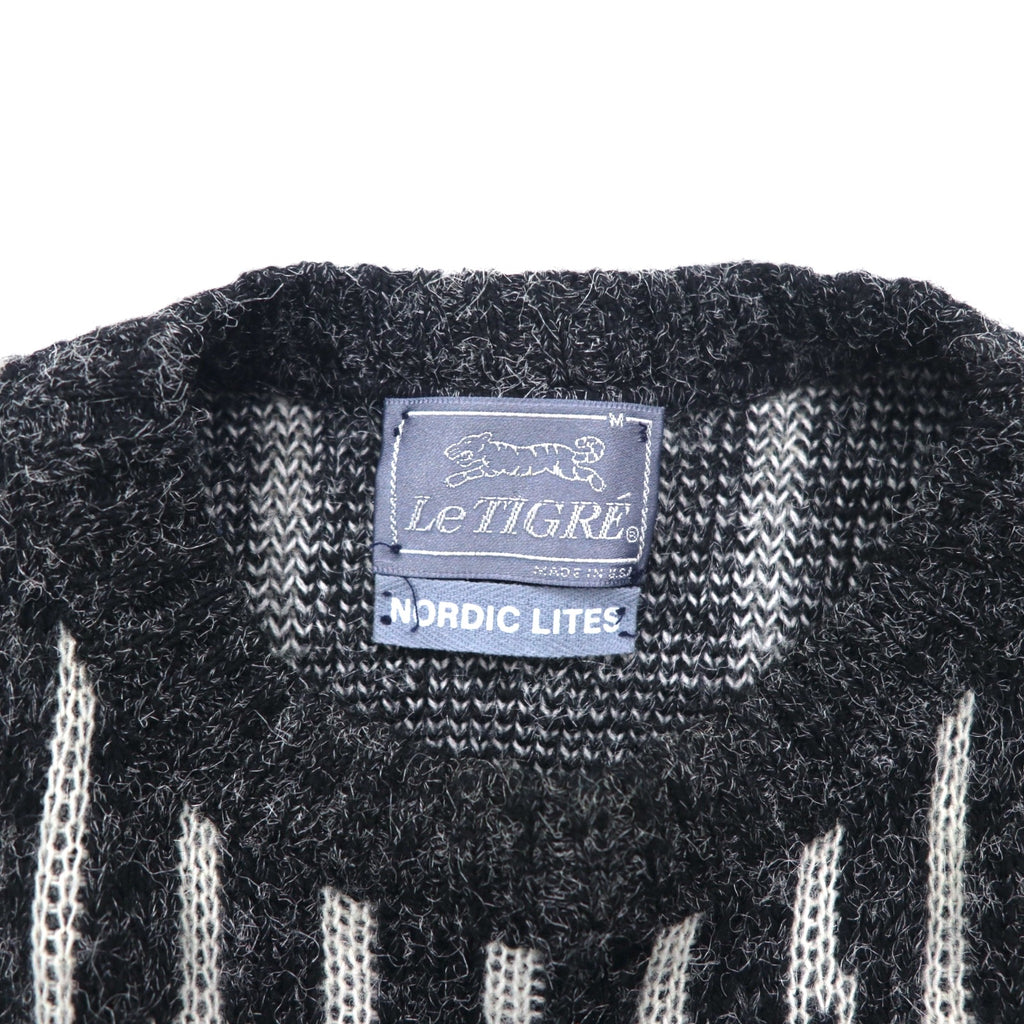 Le TIGRE 90s USA Made Nordic Pattern Acrylic Knit Sweater M Gray All-over Pattern Acrylic NORDIC LITES