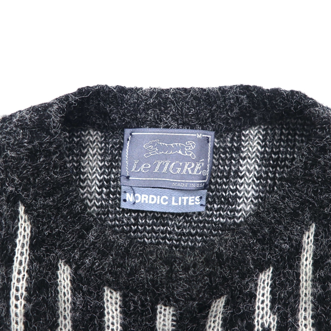 Le TIGRE 90s USA Made Nordic Pattern Acrylic Knit Sweater M Gray All-over Pattern Acrylic NORDIC LITES
