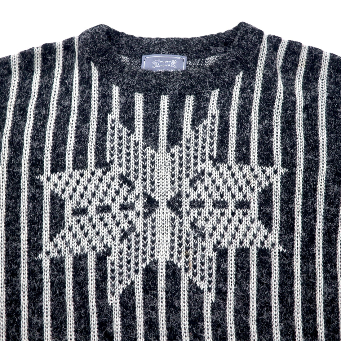 Le TIGRE 90s USA Made Nordic Pattern Acrylic Knit Sweater M Gray All-over Pattern Acrylic NORDIC LITES