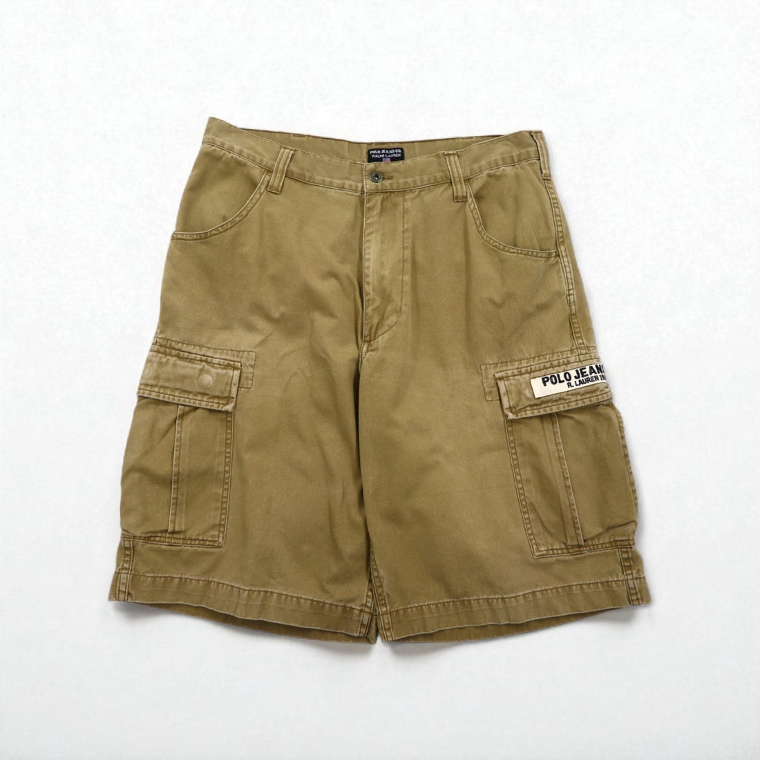 POLO JEANS COMPANY RALPH LAUREN Baggy Short Cargo Pants, Size L, Beige, Cotton