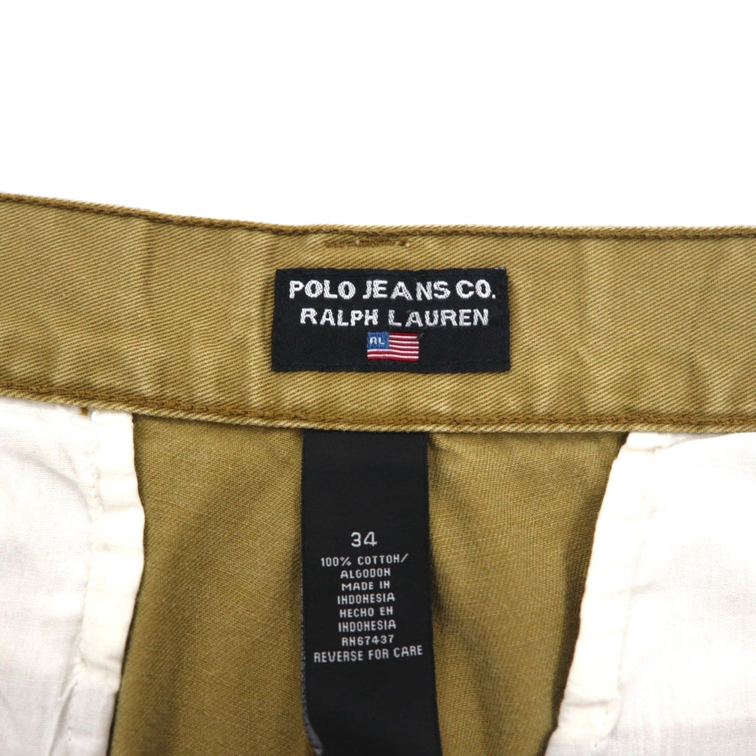 POLO JEANS COMPANY RALPH LAUREN Baggy Short Cargo Pants, Size L, Beige, Cotton