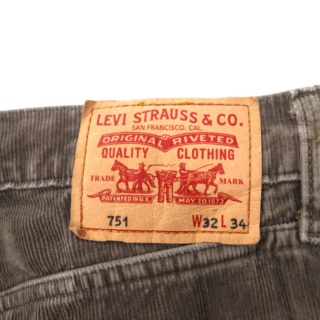 Levi's ユーロリーバイス 751 コーデュロイ パンツ 32 グレー コットン ジッパーフライ 751-8415 トルコ製