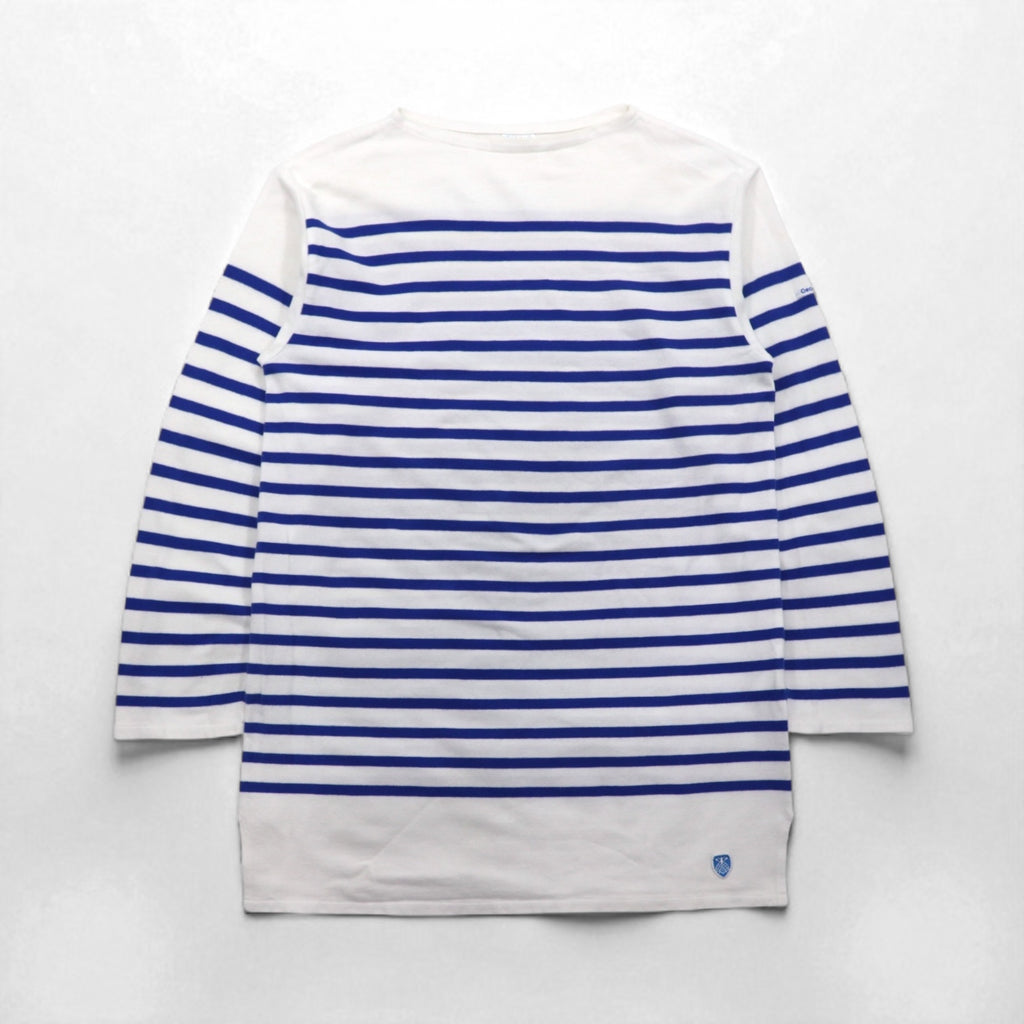 ORCIVAL ビッグ コットンロード フレンチバスクシャツ 2XL ホワイト ブルー ボートネック フランス製