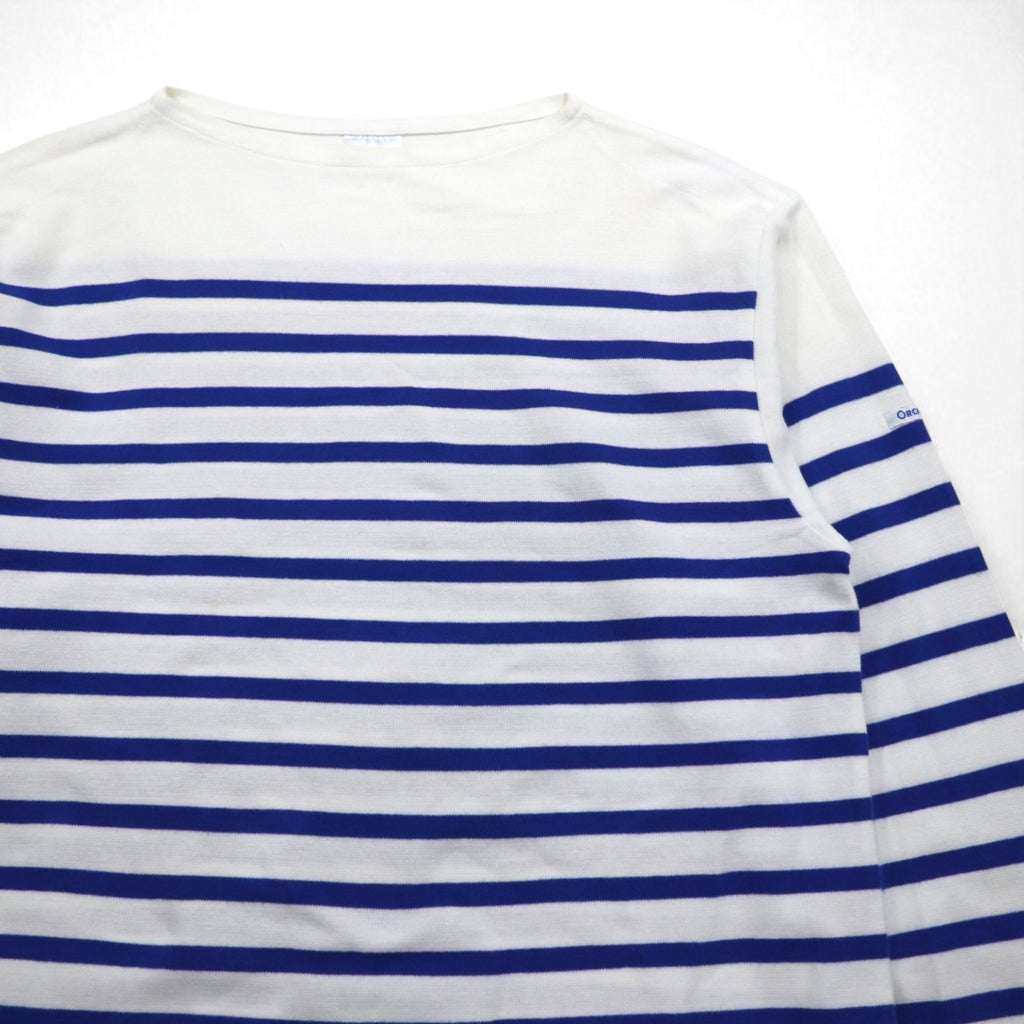 ORCIVAL ビッグ コットンロード フレンチバスクシャツ 2XL ホワイト ブルー ボートネック フランス製