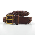 Polo Ralph Lauren 編み込み イントレチャート ベルト ブラウン ゴールド メッシュ レザー 405110774-213