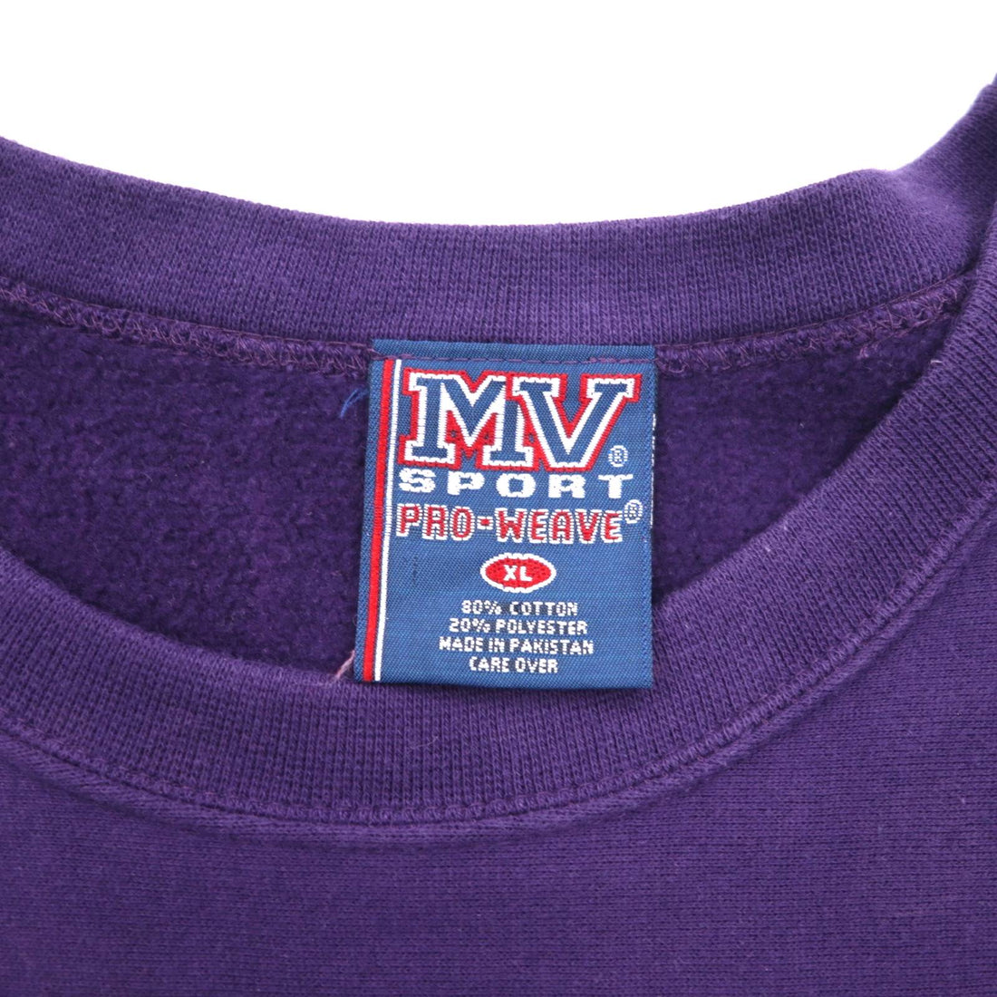 MV SPORT 90s Reverse Weave PRO-WEAVE College Print Sweatshirt XL Purple Fleece Lining DOWNSTATE