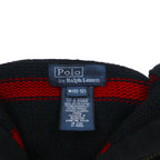 Polo by Ralph Lauren 90s Half-Zip Cotton Knit Sweater, Medium, Striped, Black, Red