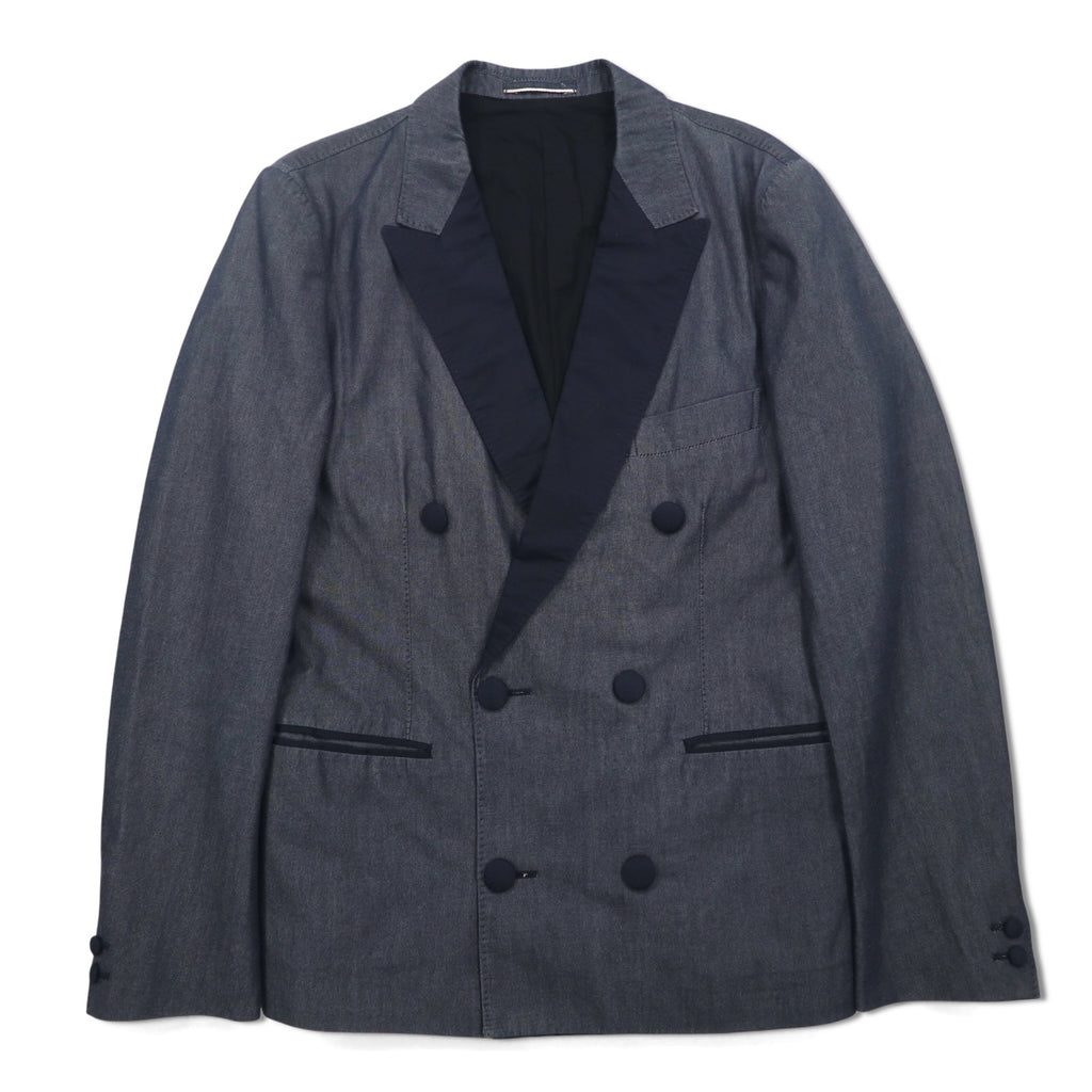 TOMORROWLAND Double Breasted Tailored Jacket Peak Lapel Blazer S Grey EXTRA EGYPTIAN COTTON
