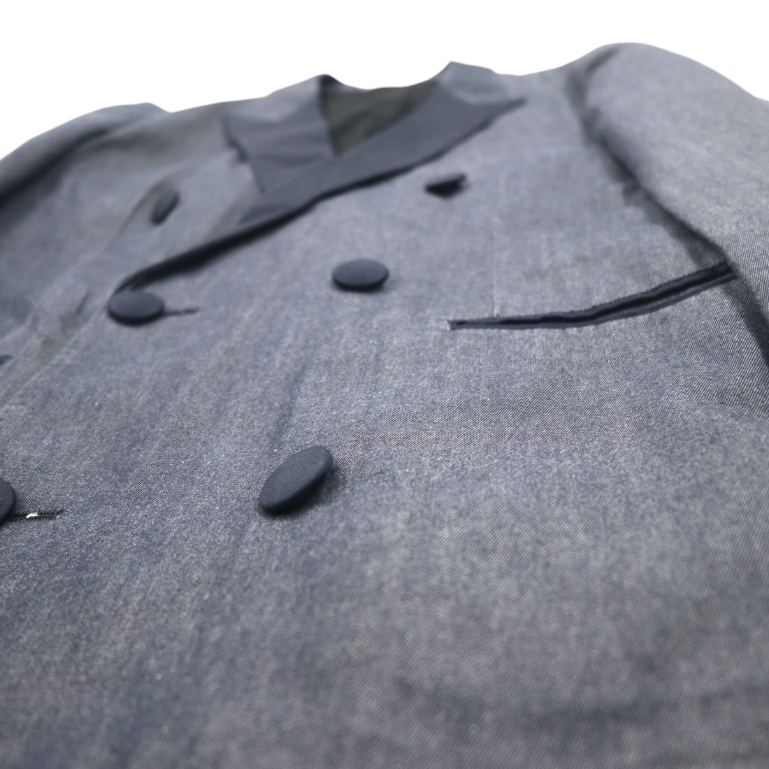 TOMORROWLAND Double Breasted Tailored Jacket Peak Lapel Blazer S Grey EXTRA EGYPTIAN COTTON
