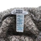 Made in France 90s New Man PARIS Turtleneck Waffle Knit Sweater L White Grey Acrylic Shoulder Button