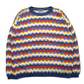 Vintage 90s Italy Made Retro Zigzag Pattern Sweater MARTINI Cotton Knit L Multicolor Border