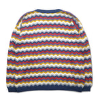 Vintage 90s Italy Made Retro Zigzag Pattern Sweater MARTINI Cotton Knit L Multicolor Border