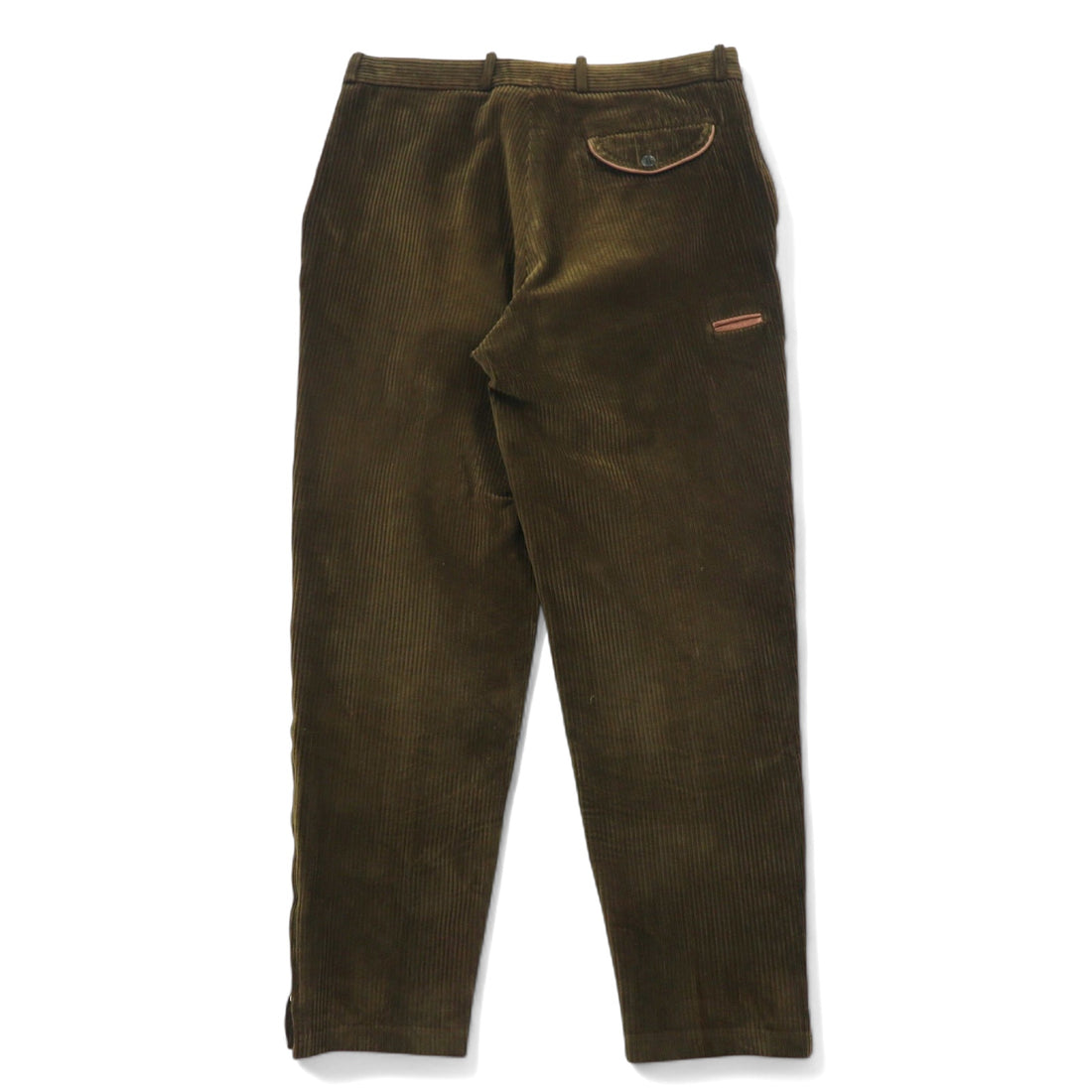 フランス製 80年代 Charles Dubourg テーパード コーデュロイパンツ L カーキ コットン COSSERAT 裾ジップ レザー パイピング DMCジップ