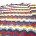 Vintage 90s Italy Made Retro Zigzag Pattern Sweater MARTINI Cotton Knit L Multicolor Border