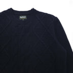 Barbour フィッシャーマン アラン ニット セーター M ネイビー ウール CLASSIC TARTAN MKN1059NY94