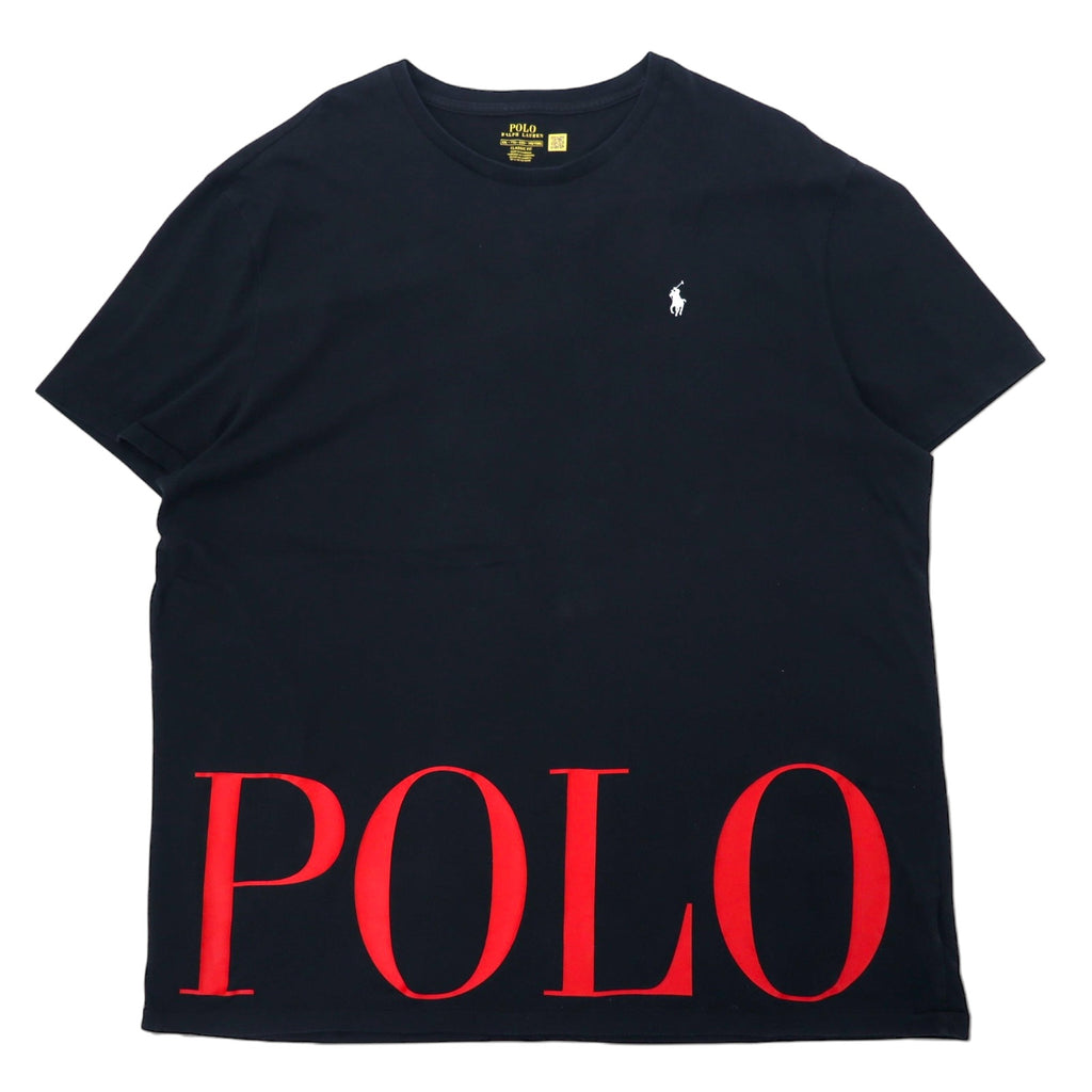 日本然リトテ-古着オンライン-POLO RALPH LAUREN ロゴプリント Tシャツ XXL ブラック コットン CLASSIC FIT スモールポニー 刺繍 ビッグサイズ-POLO RALPH LAUREN Logo Print T-Shirt XXL Black Cotton CLASSIC FIT Small Pony Embroidery Big Size