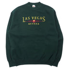 日本然リトテ-古着オンライン-FRUIT OF THE LOOM USA製 90年代 刺繍 スウェット L グリーン コットン 裏起毛 LAS VEGAS-Fruit of the Loom USA Made 90s Embroidery Sweatshirt L Green Cotton Brushed Lining Las Vegas