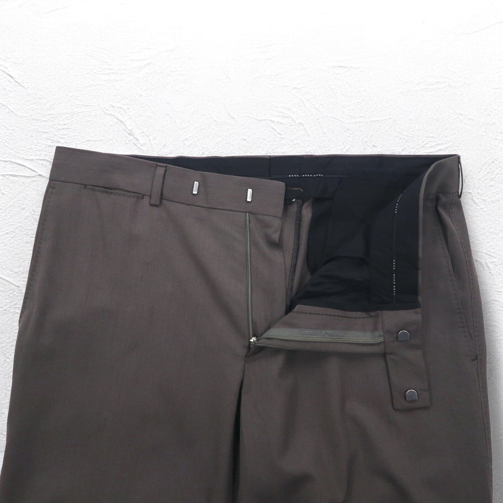 HUGO BOSS イタリア製 SUPER 120's ワイド スラックスパンツ スーツ XL グレー BIO TECH バイオテック GUABELLO