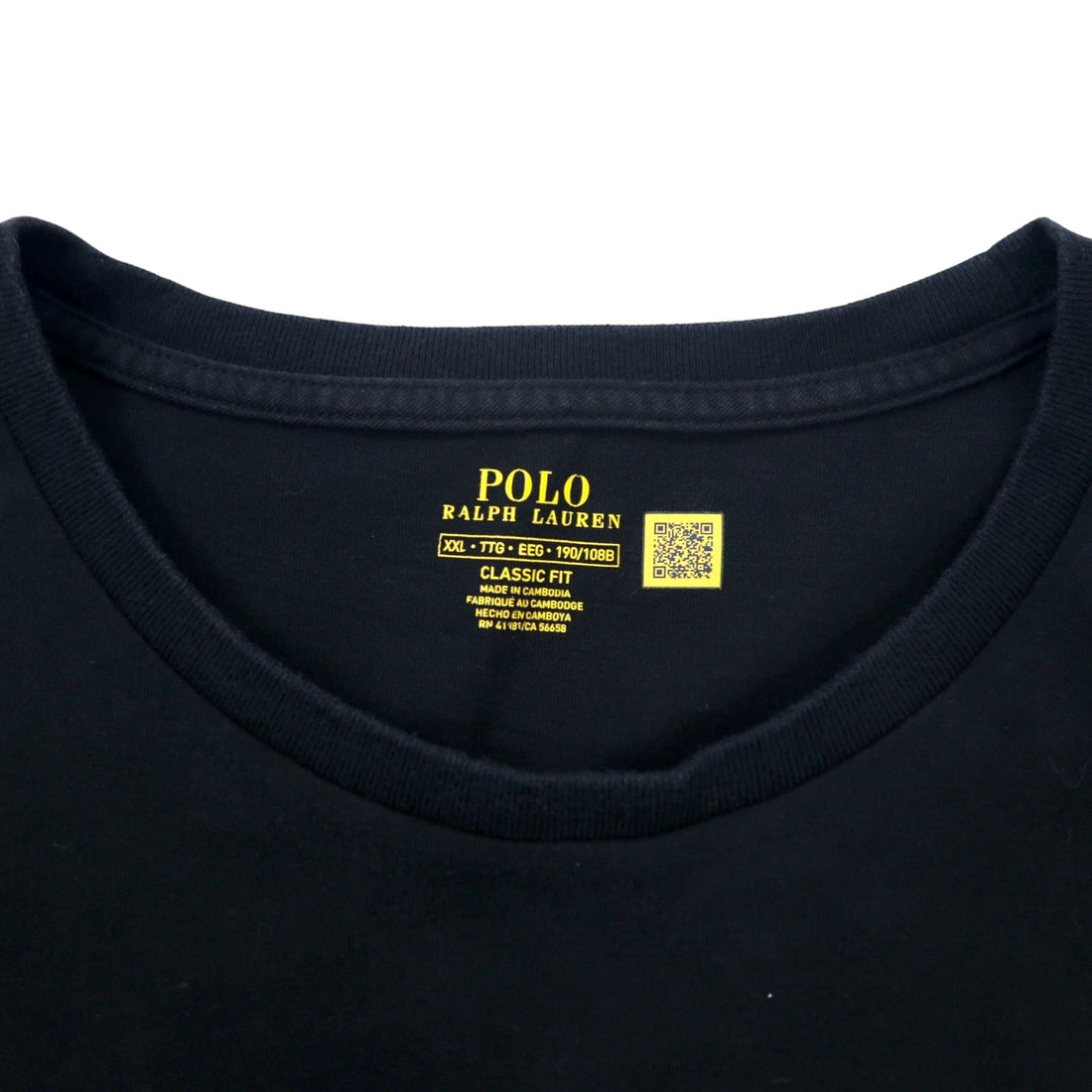 POLO RALPH LAUREN Logo Print T-Shirt XXL Black Cotton CLASSIC FIT Small Pony Embroidery Big Size