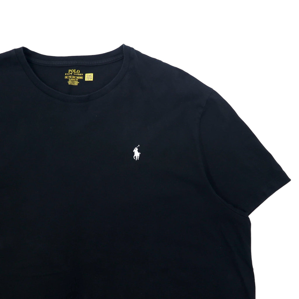 POLO RALPH LAUREN Logo Print T-Shirt XXL Black Cotton CLASSIC FIT Small Pony Embroidery Big Size