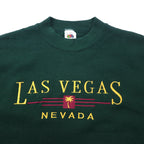 FRUIT OF THE LOOM USA made 90s embroidered sweatshirt L green cotton fleece lining LAS VEGAS