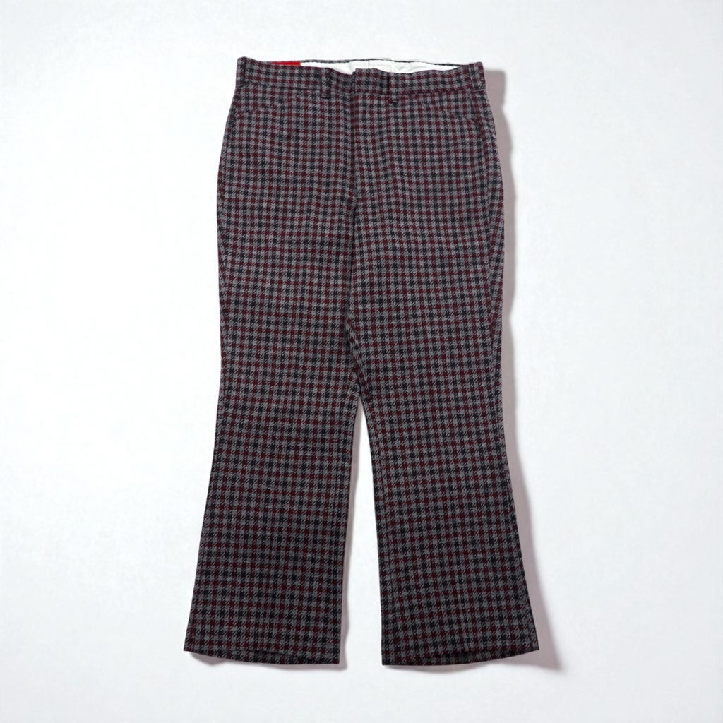 Sears 70s Kings Road Bootcut Slacks, Size L, Gray, Glen Plaid, Houndstooth, Perma-Present, Scovill Zip