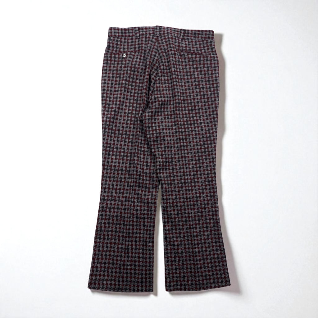 Sears 70s Kings Road Bootcut Slacks, Size L, Gray, Glen Plaid, Houndstooth, Perma-Present, Scovill Zip