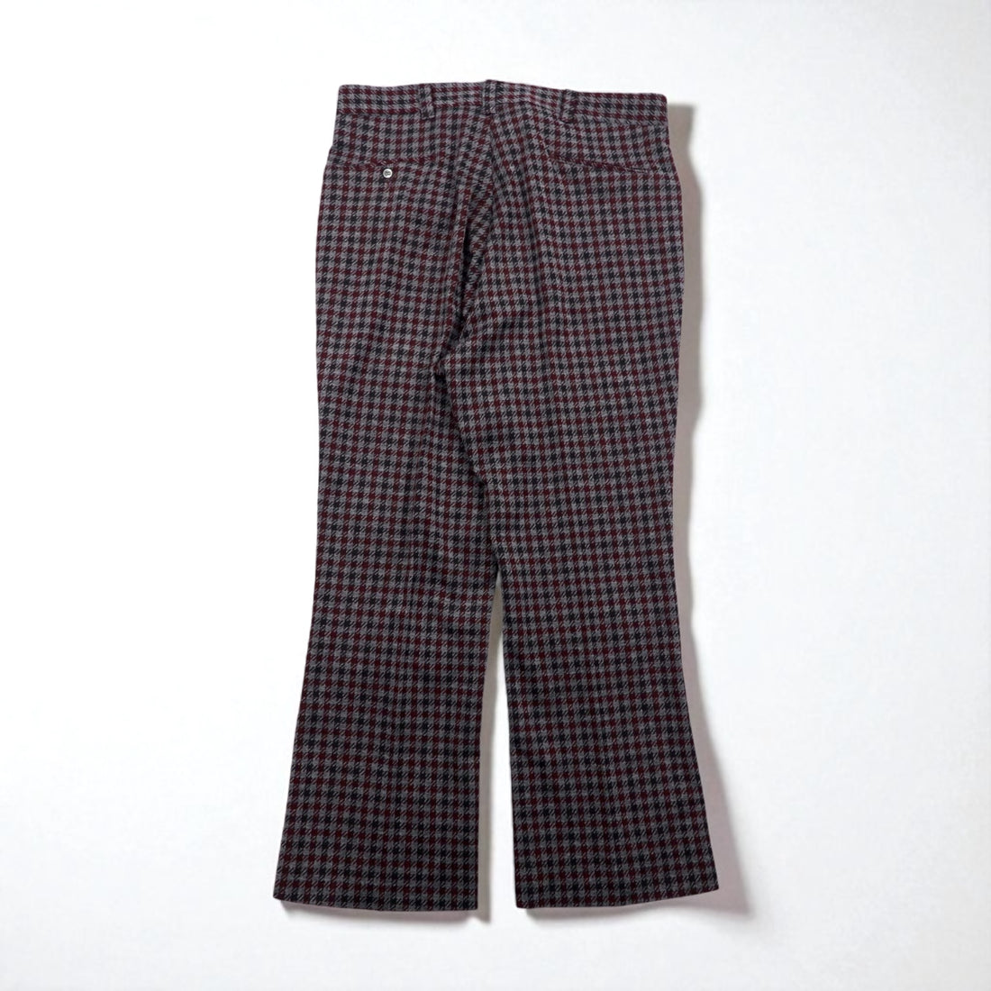 Sears 70s Kings Road Bootcut Slacks, Size L, Gray, Glen Plaid, Houndstooth, Perma-Present, Scovill Zip