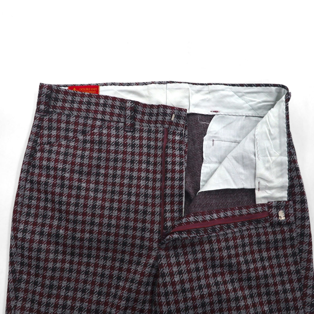 Sears 70s Kings Road Bootcut Slacks, Size L, Gray, Glen Plaid, Houndstooth, Perma-Present, Scovill Zip