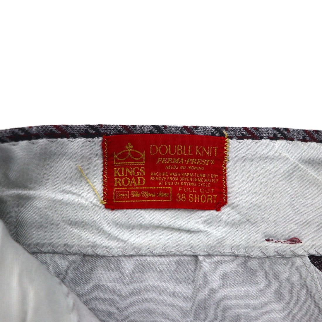 Sears 70s Kings Road Bootcut Slacks, Size L, Gray, Glen Plaid, Houndstooth, Perma-Present, Scovill Zip