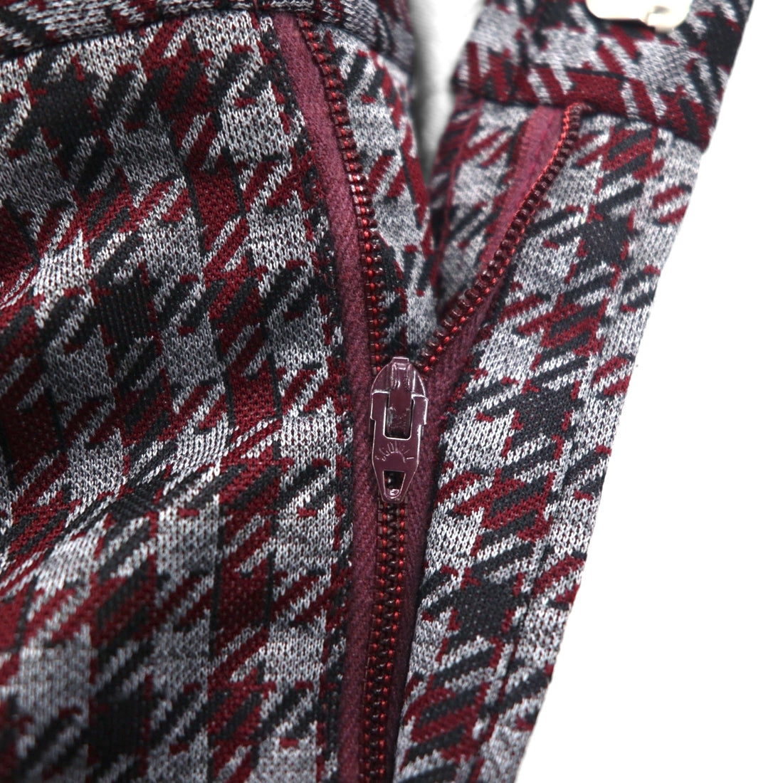 Sears 70s Kings Road Bootcut Slacks, Size L, Gray, Glen Plaid, Houndstooth, Perma-Present, Scovill Zip