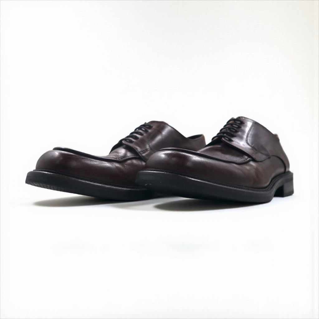Kenneth Cole's Italian Vintage Leather Derby Shoes, brown leather, size 28cm, moc-toe dress shoes.