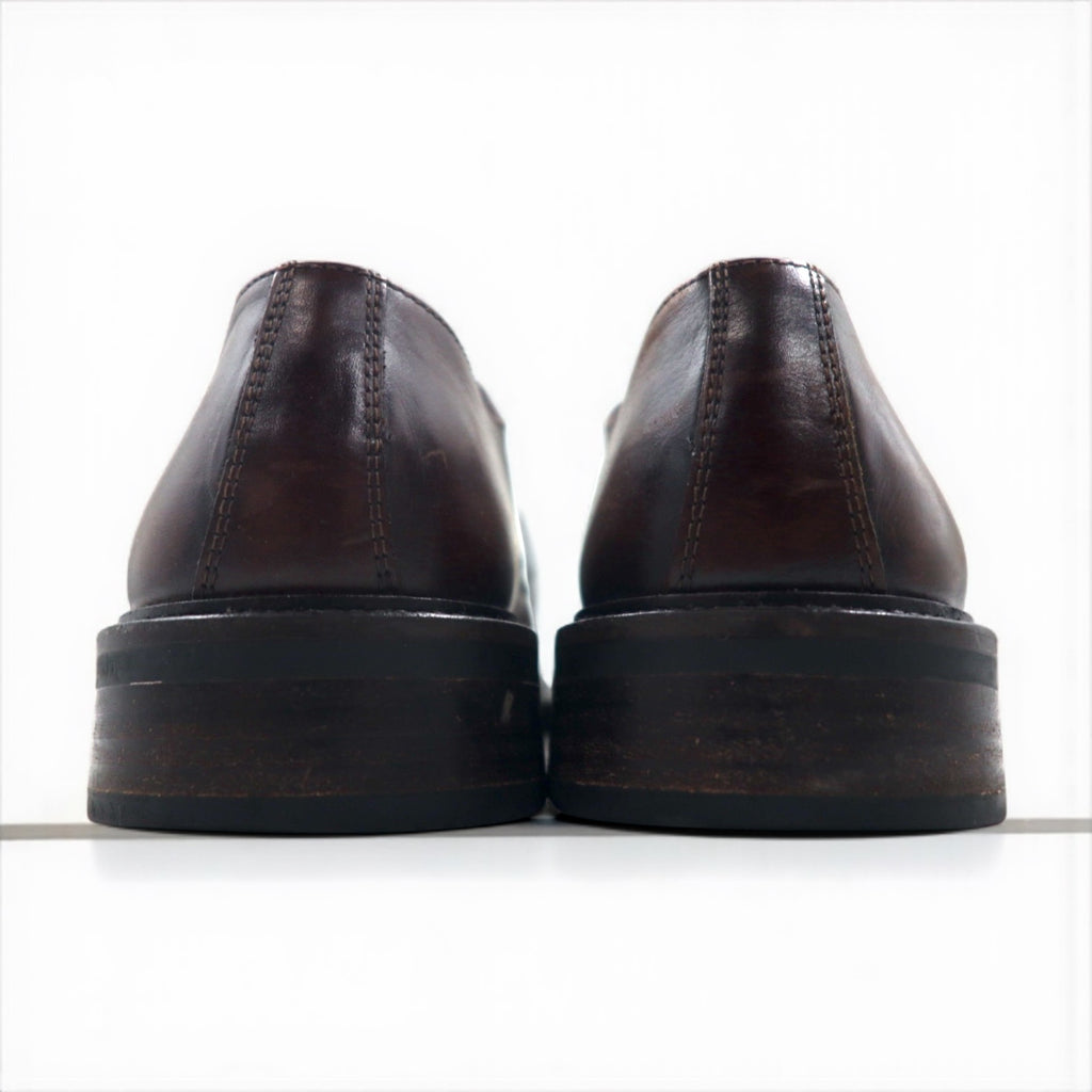 Kenneth Cole's Italian Vintage Leather Derby Shoes, brown leather, size 28cm, moc-toe dress shoes.