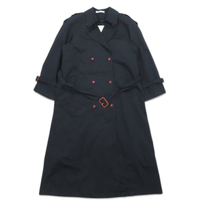 90s Vintage Trench Double-Breasted Coat Misty Harbor Trench Coat M Black Cotton Checked Liner Detachable Belt Included