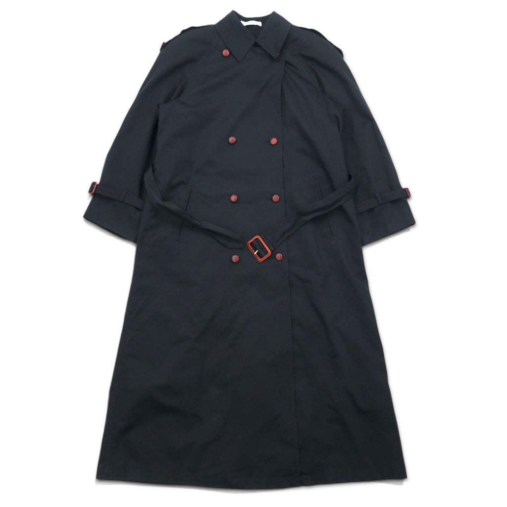 90s Vintage Trench Double-Breasted Coat Misty Harbor トレンチコート M ブラック コットン チェックライナー着脱式 ベルト付き