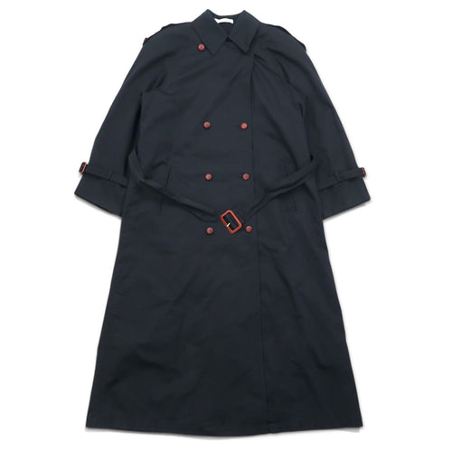 90s Vintage Trench Double-Breasted Coat Misty Harbor トレンチコート M ブラック コットン チェックライナー着脱式 ベルト付き