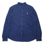 日本然リトテ-古着オンライン-RALPH LAUREN フェザーウェイト メッシュ ボタンダウンシャツ XL ネイビー コットン 鹿の子 スモールポニー刺繍 FEATHERWEIGHT MESH-RALPH LAUREN Featherweight Mesh button-down Shirts XL Navy Cotton Pique Small Pony Embroidery FEATHERWEIGHT MESH