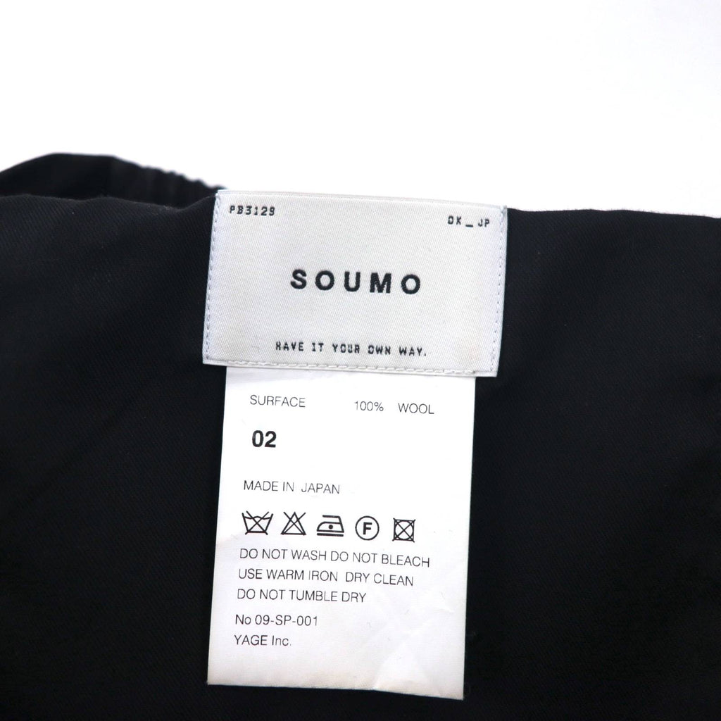 SOUMO Tuck Wide Slacks Pants M Grey Wool Slit Made in Japan