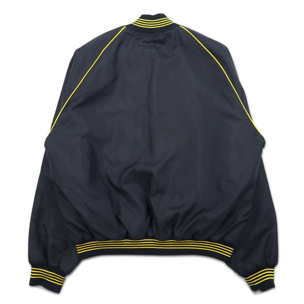 Made in USA 90s Holloway varsity jacket XL black nylon snap button US company embroidery Great Western Malting Co.