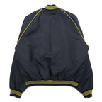 Made in USA 90s Holloway varsity jacket XL black nylon snap button US company embroidery Great Western Malting Co.