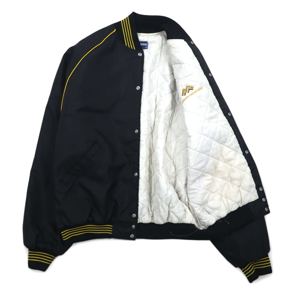 Made in USA 90s Holloway varsity jacket XL black nylon snap button US company embroidery Great Western Malting Co.