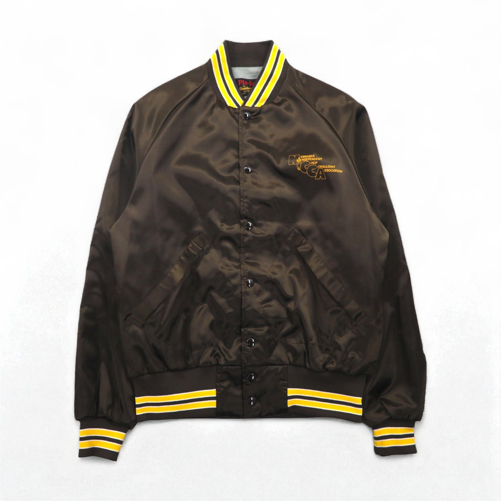 90s USA Vintage Varsity Jacket, Made in the USA, Size M, Brown, Pla-Jac by Dunbrooke