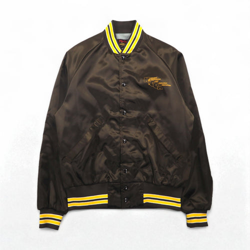 90s USA Vintage Varsity Jacket, Made in the USA, Size M, Brown, Pla-Jac by Dunbrooke